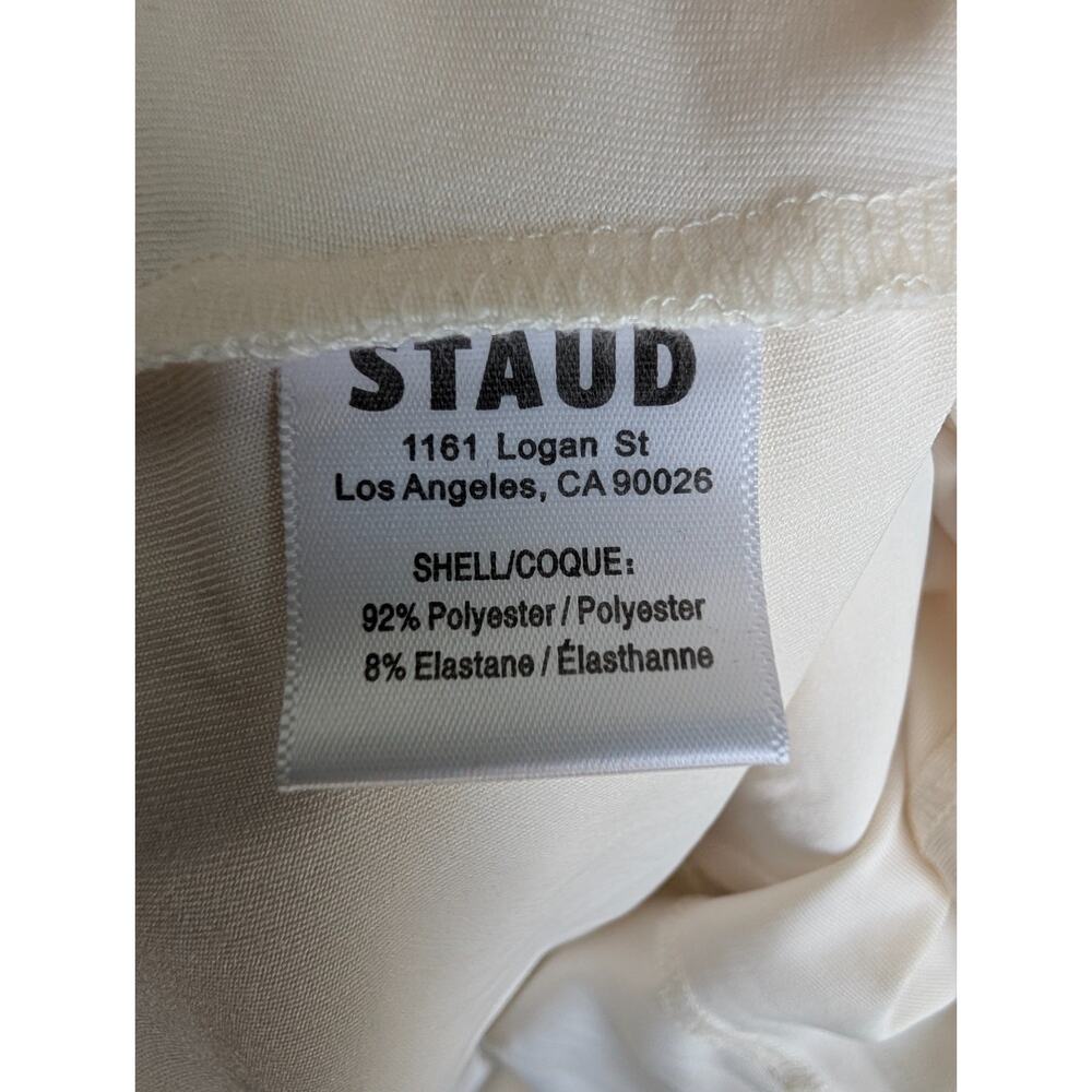 STAUD Backspin Dress Womens Medium Ivory Black Contrast Trim Mini NWT - Picture 4 of 6